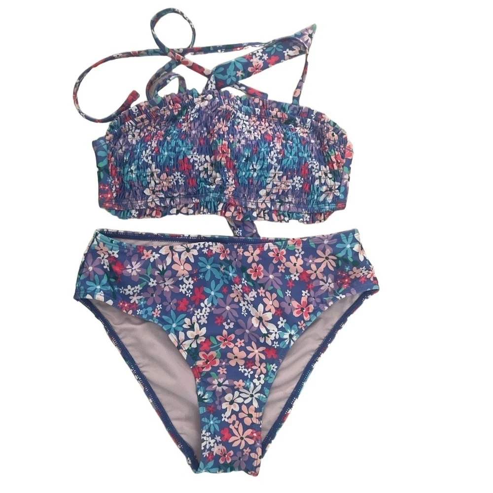 NWT Cupshe Womens Two Piece Bikini Set Mid Waisted Floral Size S - Picture 8 of 8